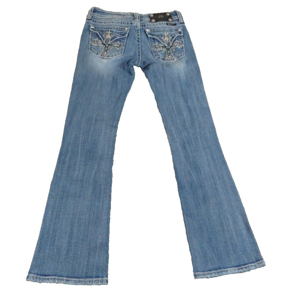 Miss Me Skylar Bootcut Jeans 26x32 Women Flap Pocket Rhinestone Embroidered Y2K